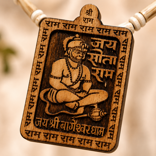 Tulsi Kanthi Mala with Hanuman Ji Pendant | 100% Natural Tulsi Wood | BatchSure™ Certified