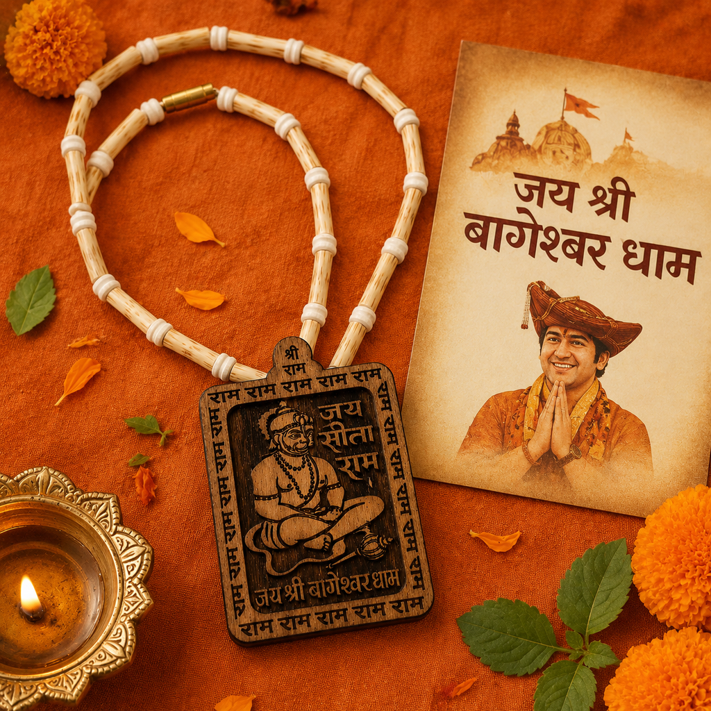 Tulsi Kanthi Mala with Hanuman Ji Pendant | 100% Natural Tulsi Wood | BatchSure™ Certified