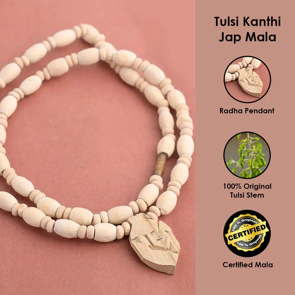 Original Tulsi Kanthi Round Beads Mala with Radha Pendent