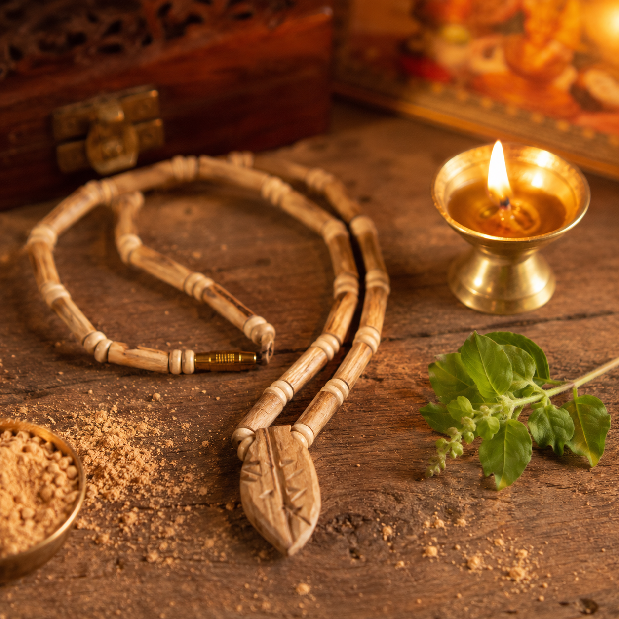 Original Tulsi Kanthi Round Beads Mala with Radha Pendent